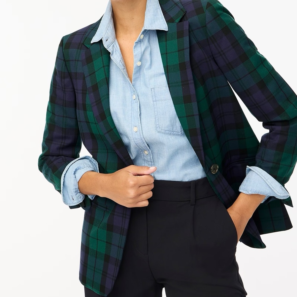 J Crew Factory Black Watch plaid one-button blazer size 18 item#14